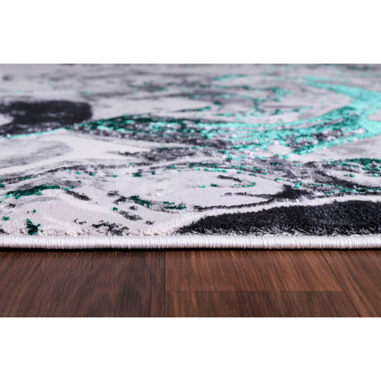 Ivy Bronx Ayten Machine Woven Green/Black/Grey Rug Wayfair.co.uk